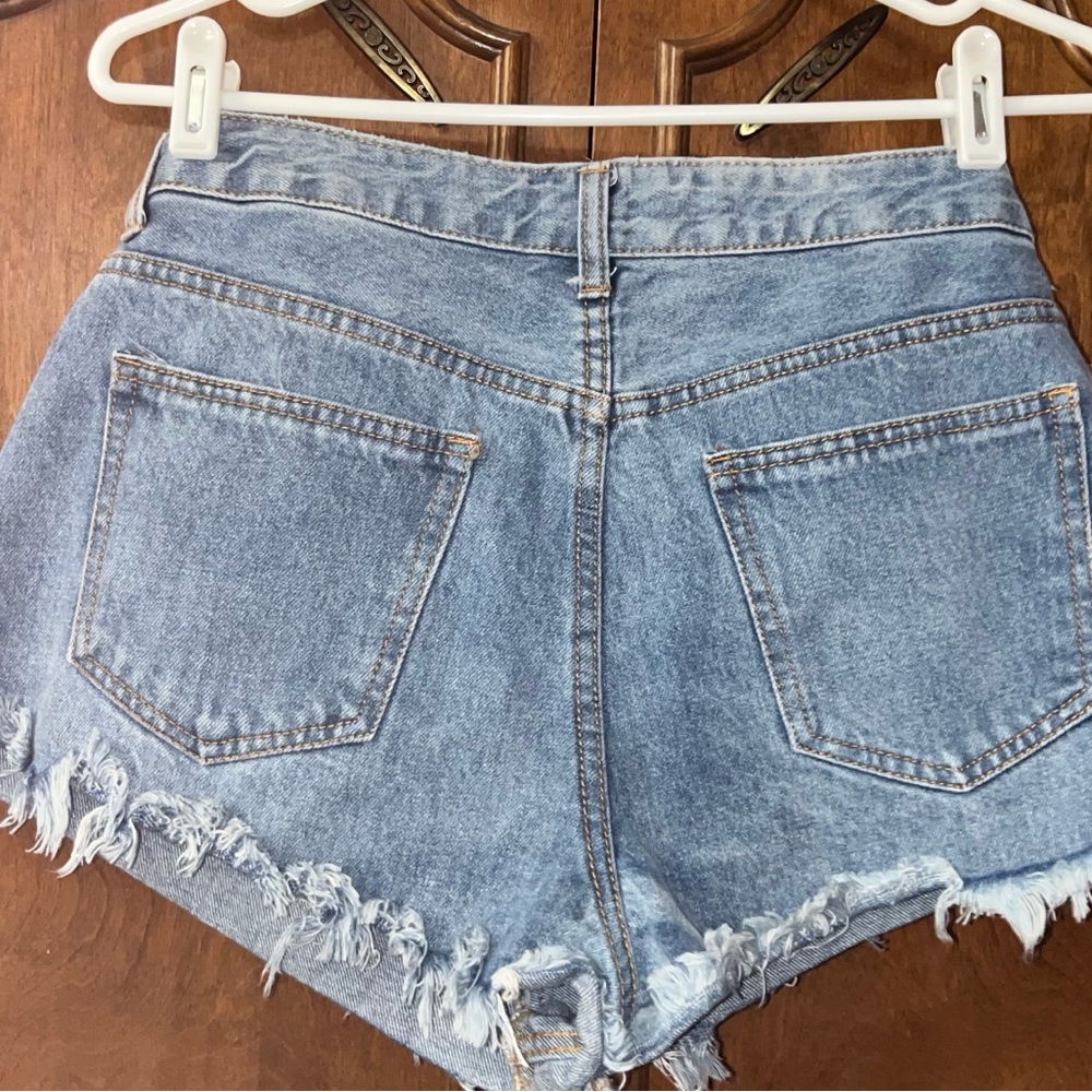 Denim Frayed Hem Women Shorts